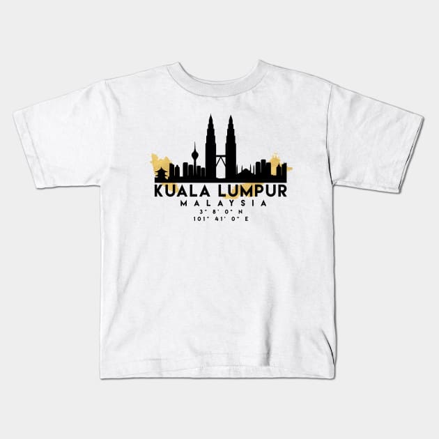 Kuala Lumpur Malaysia Skyline Map Art Kids T-Shirt by deificusArt